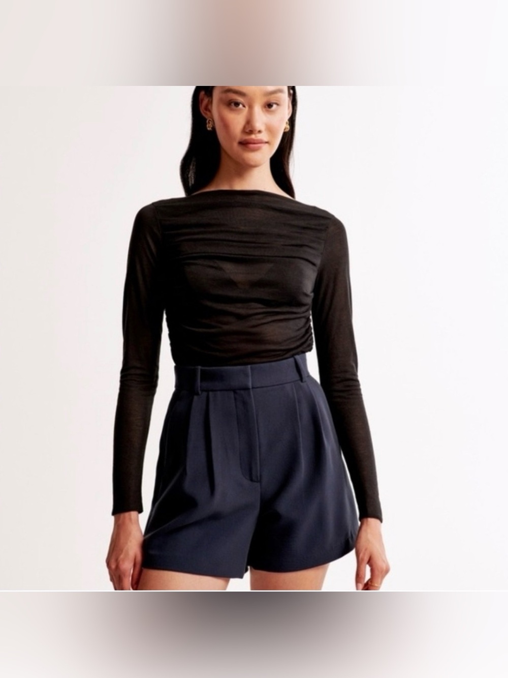 Abercrombie & Fitch Sloane High Rise Shorts Navy Blue Size XS
